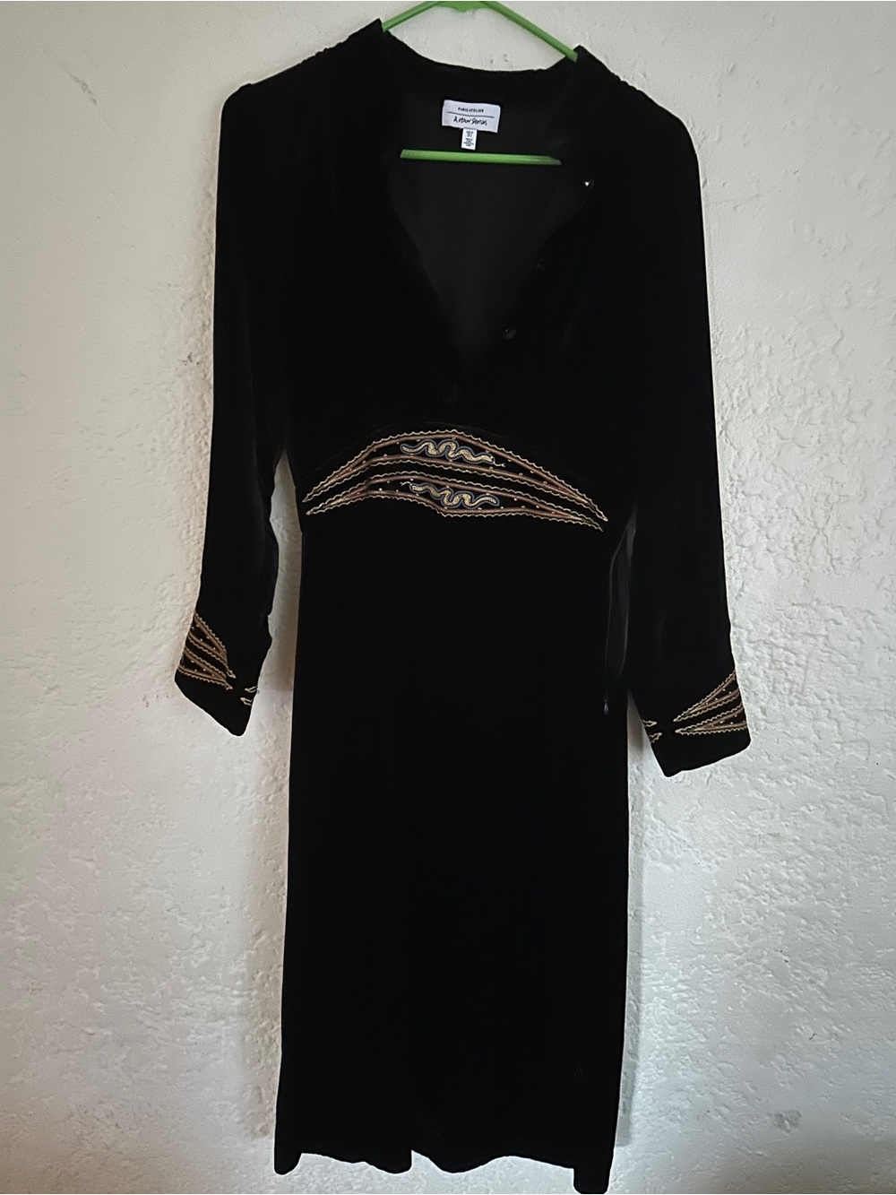 & Other Stories Sz 4 Velvet Black Embroidered Midi Dress